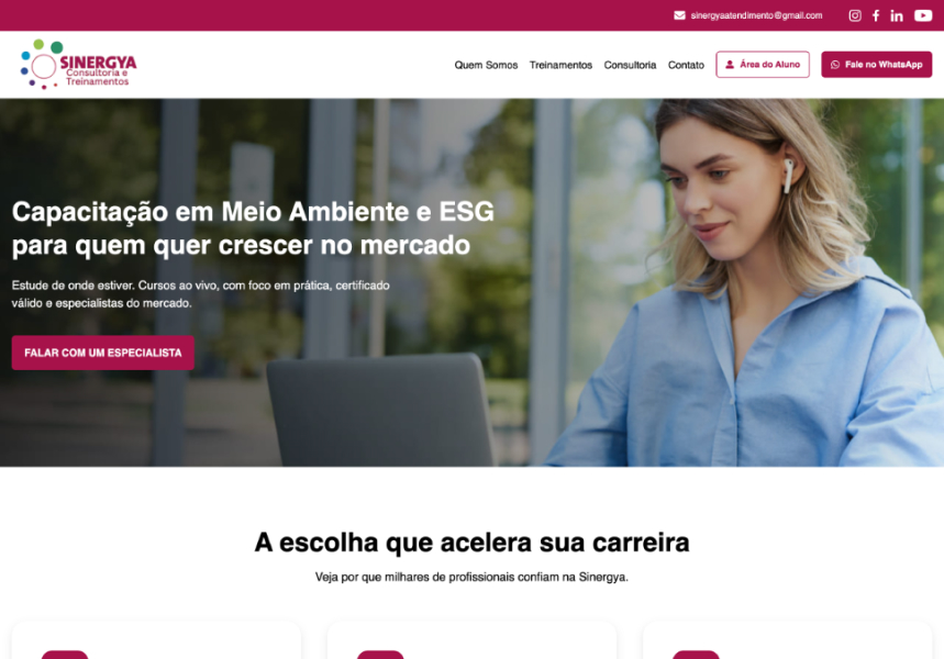 Site Sinergya Treinamentos